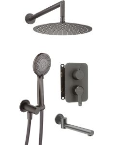 Deante Arnika peidetud dušikomplekt vannitilaga titanium BXYYDQAM