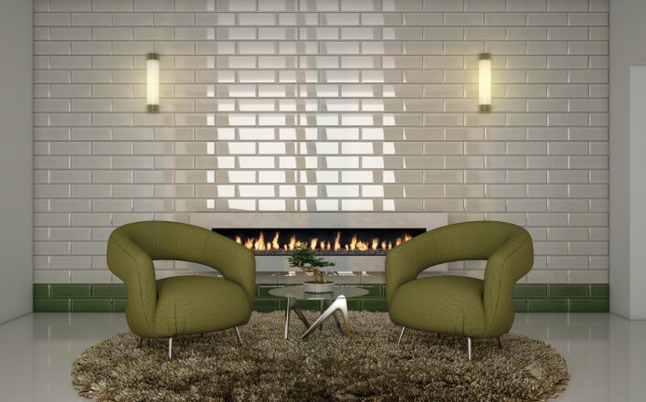 Ceragni helehallid plaadid tugitoolide ja kamina taustal