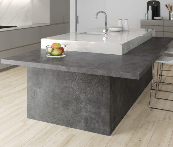 Coverlam Lava 2 – must kiviimitatsiooniga töötasapind minimalistlikus köögis