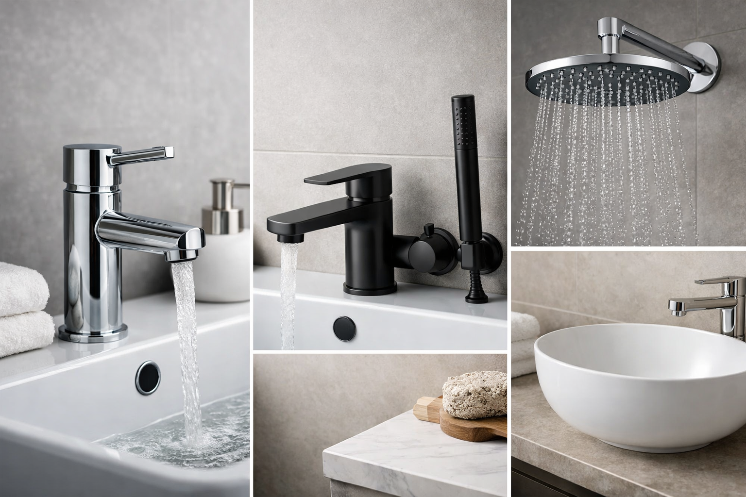 Erinevate viimistlustega segistid vannitoas